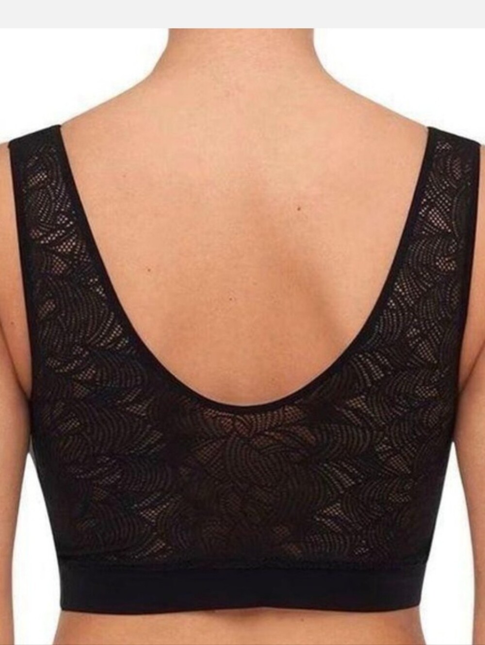 CHANTELLE SOFT STRETCH LACE PADDED BRA IN BLACK /SIZE: M/L